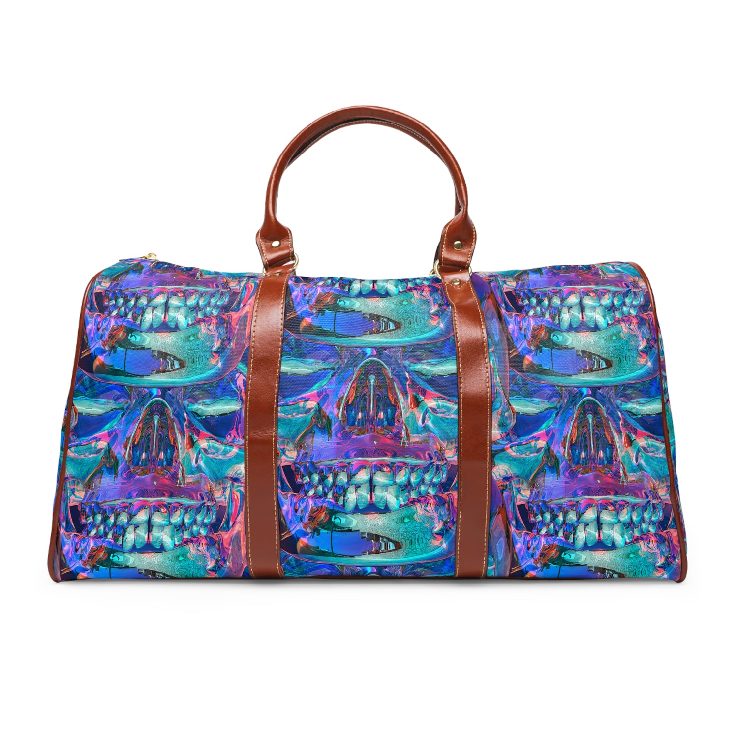 EZEKIEL 37 &quot;Arise My People&quot; Crystal Head Skull Face Design Image (All-Over-Print)- Vegan Leather Self-Expression Waterproof Travel Bag (Double Side Kngdom Logo)