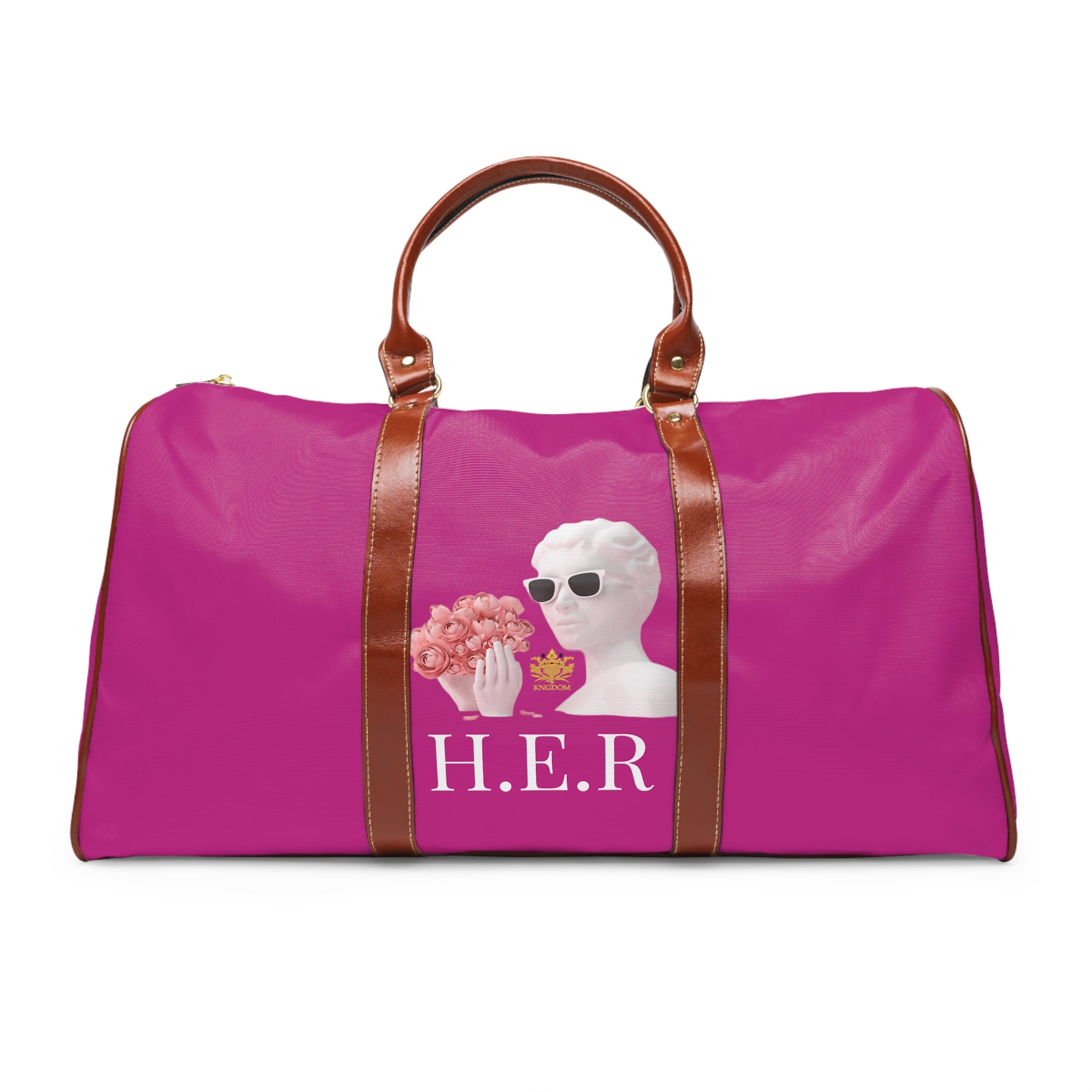 &quot;H.E.R&quot; (Heroism/Eagerness/Relevant)- Vegan Leather Self-Expression Waterproof Travel Bag (Double Side Kngdom Logo)