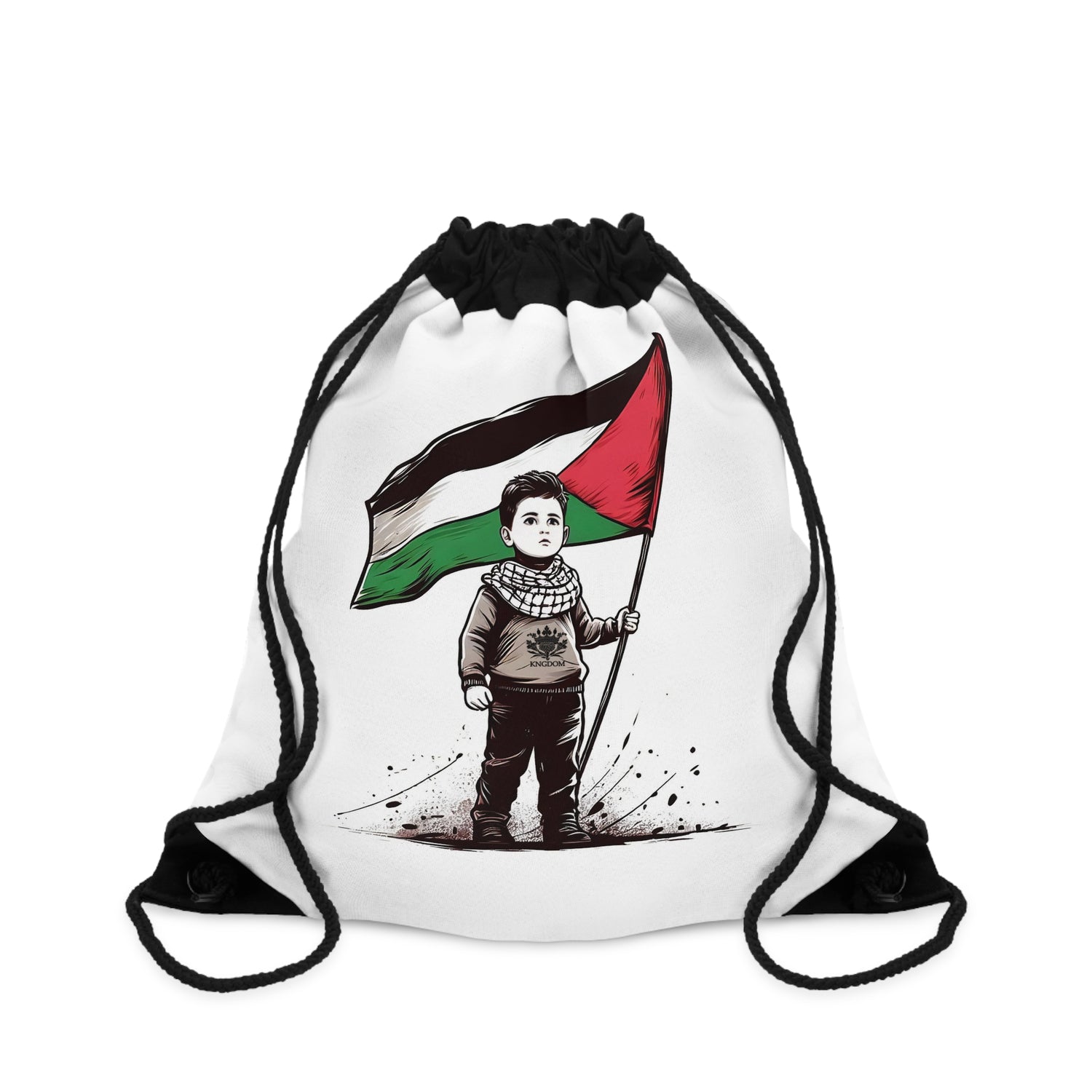 &quot;HABIBI/HABIBTI Of PALESTINE&quot;- Drawstring Bag W/ Blk Kngdom Logo