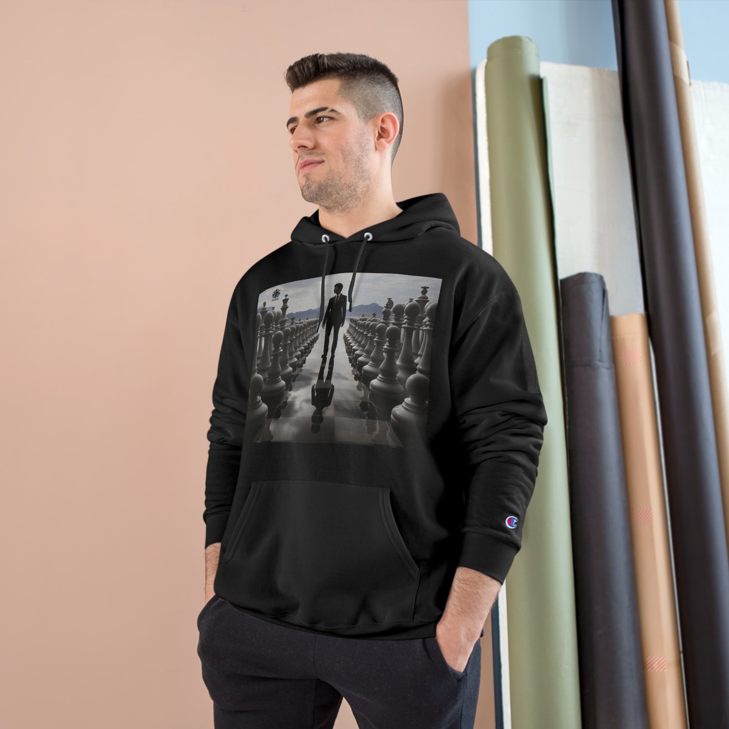 Sudadera con capucha Champion para hombre con logotipo del Reino Unido en negro &quot;CHECKMATE&quot; 