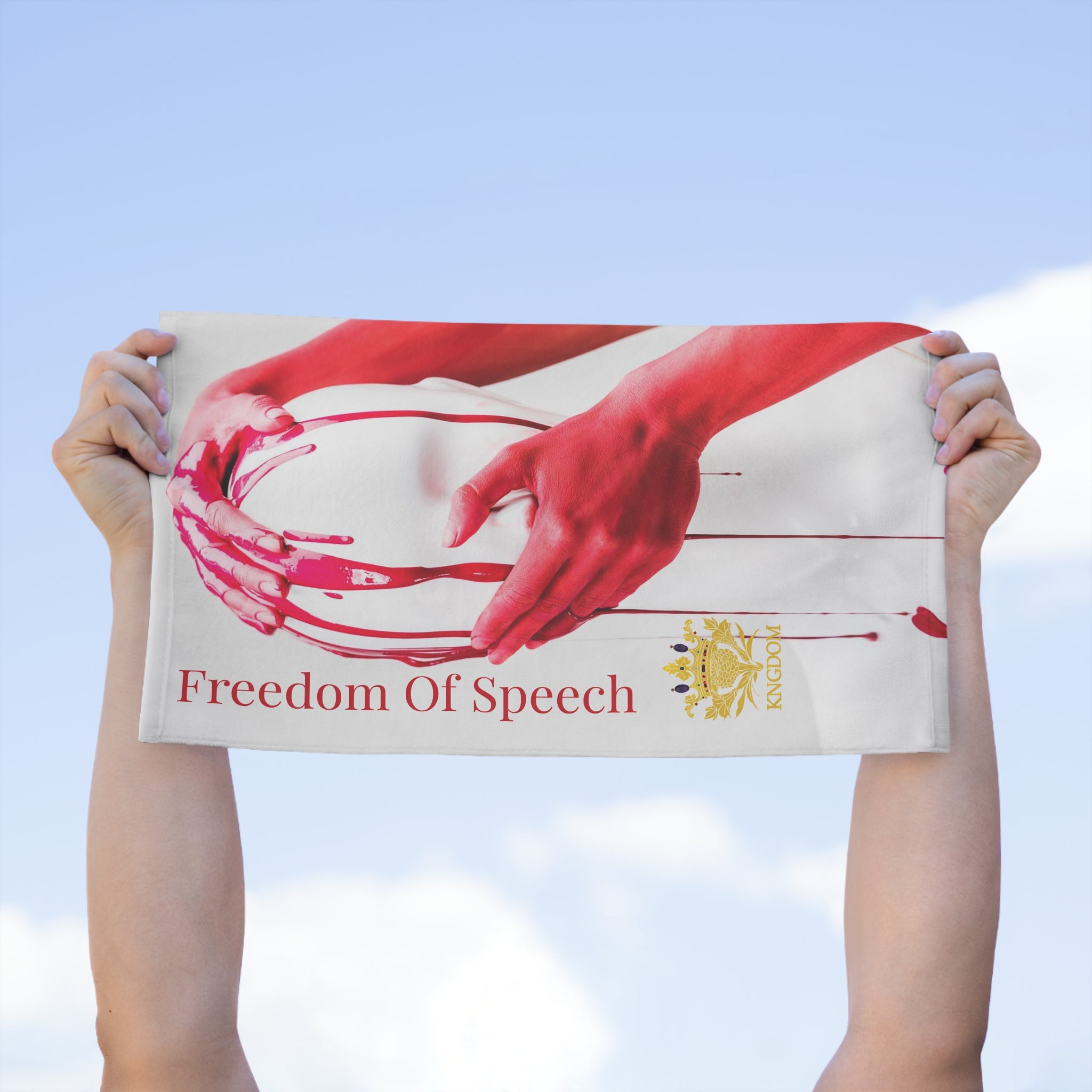 WE ARE AMERICA &quot;Freedom Of Speech&quot; (THE BLOOD OF THE MARTYRS) Rally Towel- &quot;Hand on Head &amp; Mouth&quot; Image W/Kngdom Logo