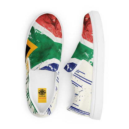 MOTHERLAND- &quot;Mandela&quot;- Men’s slip-on canvas shoes W/ Blk Kngdom Logo