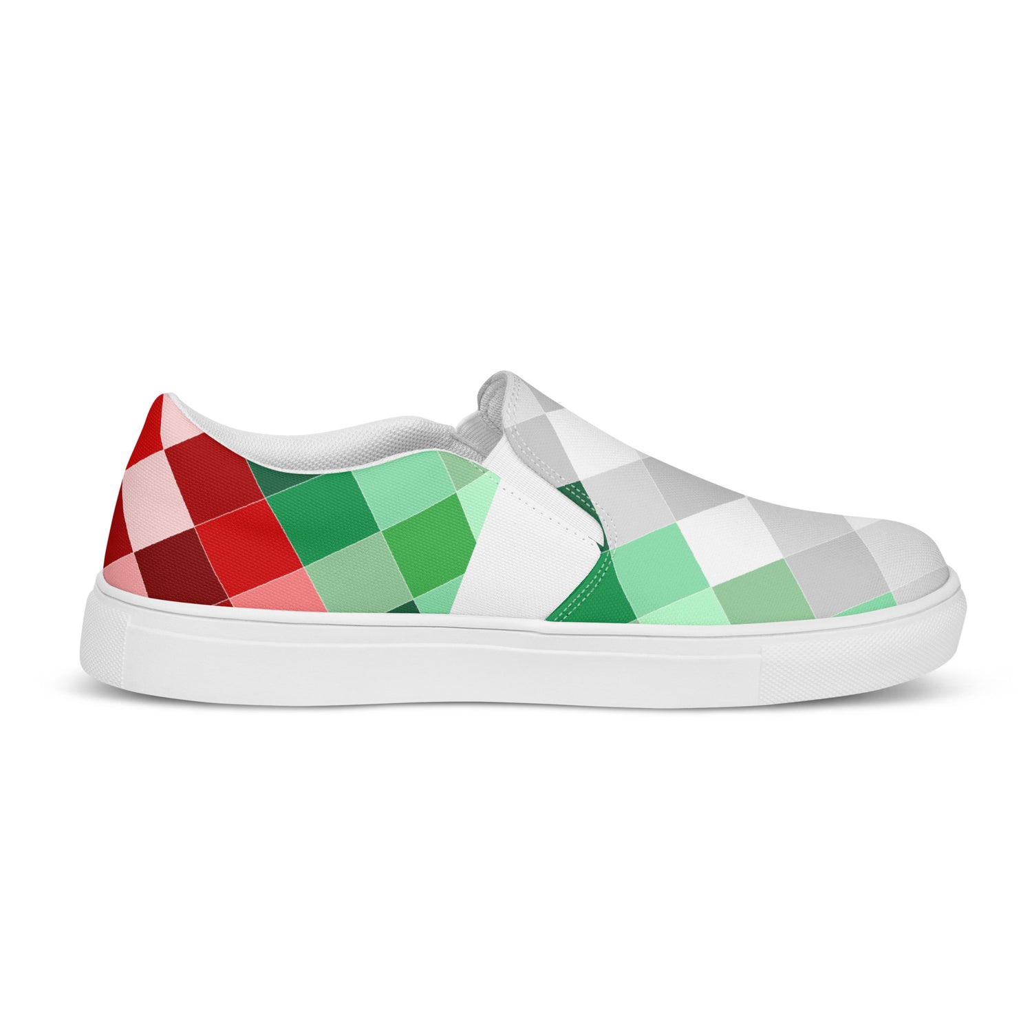 Keffiyeh World &quot;PALESTINA&quot;- Men’s slip-on canvas shoes W/ Blk Kngdom Logo