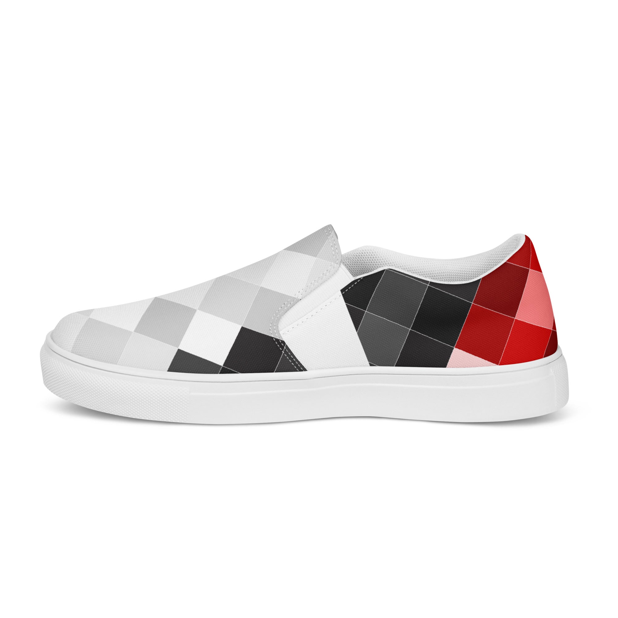 Keffiyeh World &quot;PALESTINA&quot;- Men’s slip-on canvas shoes W/ Blk Kngdom Logo