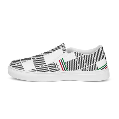 &quot;FREE PALESTINE&quot; Keffiyeh World- Women’s slip-on canvas shoes W/ Blk Kngdom Logo