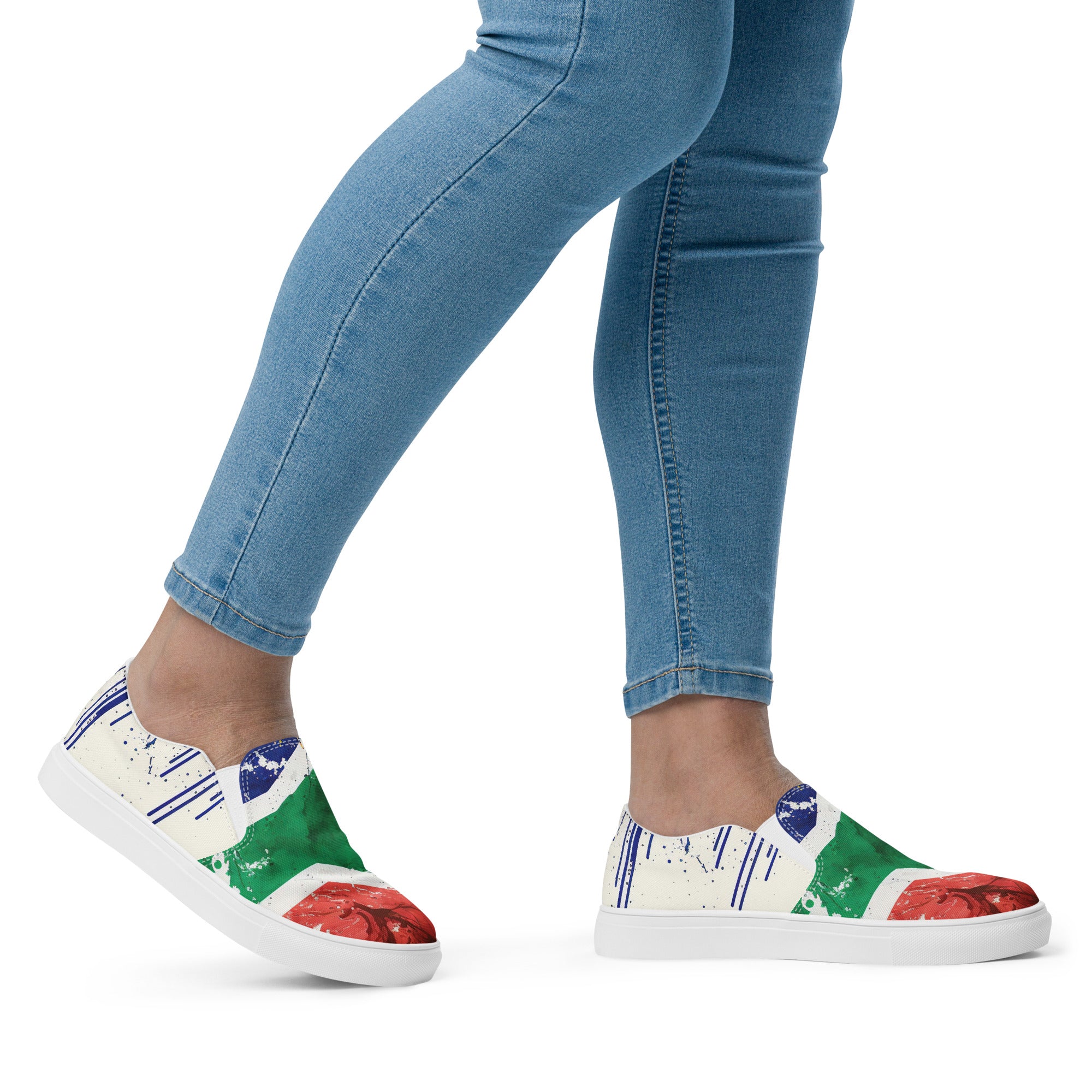 MOTHERLAND- &quot;Mandela&quot;- Women’s slip-on canvas shoes w/ Blk Kngdom Logo