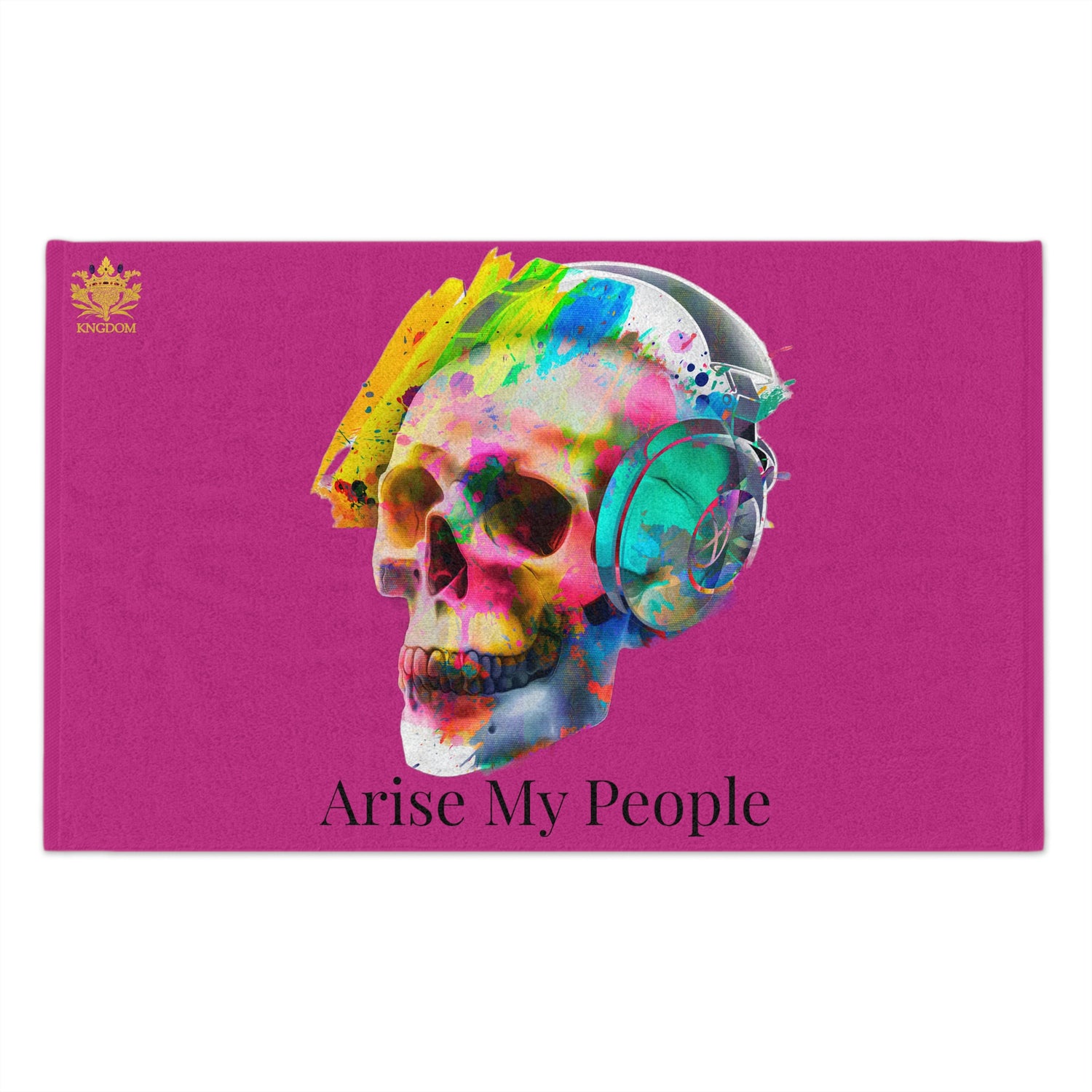 EZEKIEL 37 &quot;Arise My People&quot; Skull W/Headphones Design Image- Rally Towel (Kngdom Logo W/ &quot;Arise My People&quot; Black Letter Print)