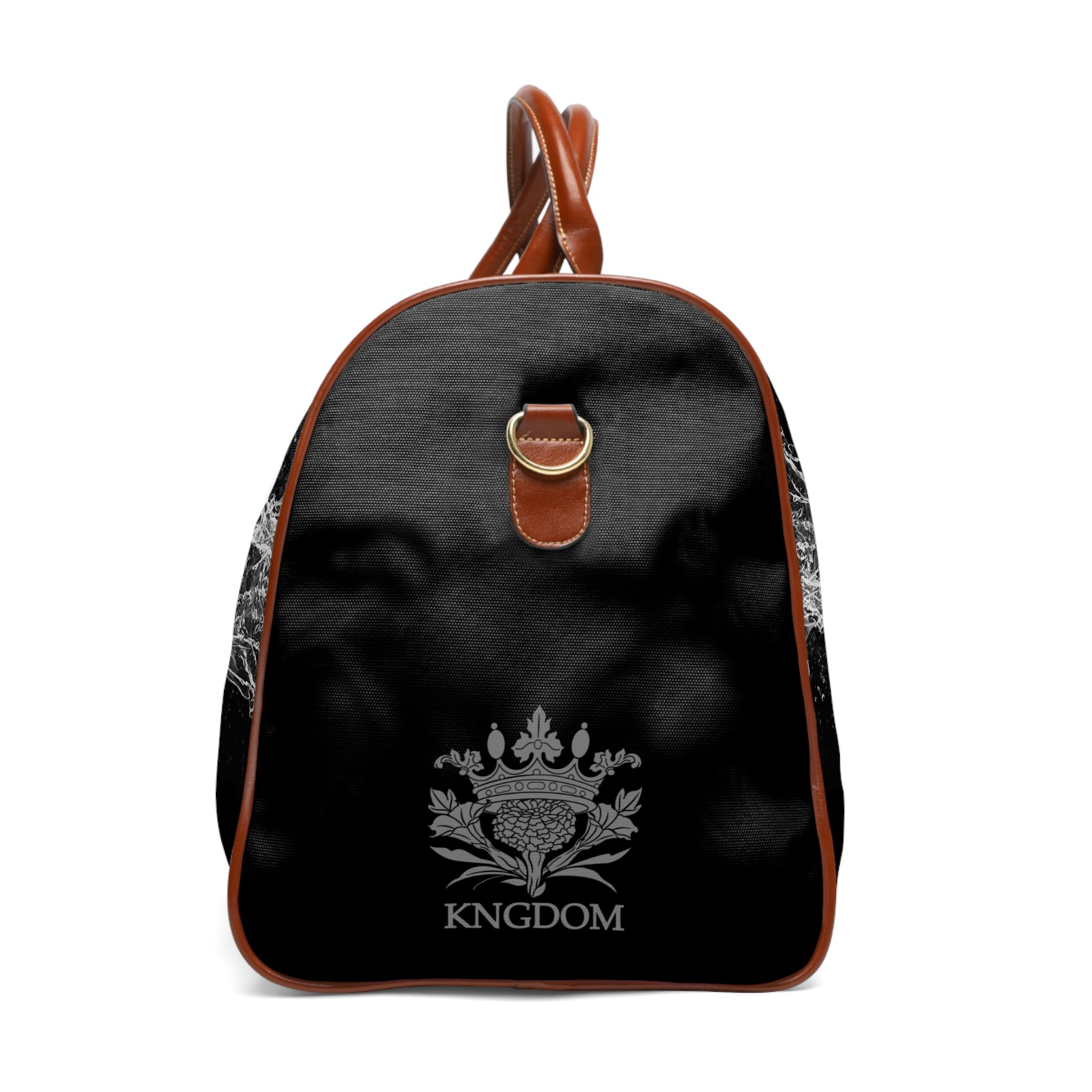 Kngdom &quot;DRIP&quot; (CULTURE NOT FOR SALE)- Vegan Leather Self-Expression Waterproof Travel Bag W/ Double Side Grey Kngdom Logo