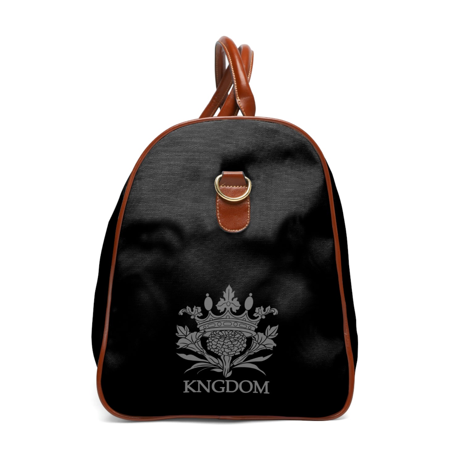 SANE &quot;INSANITY&quot;- Vegan Leather Self-Expression Waterproof Travel Bag W/ Double Side Grey Kngdom Logo