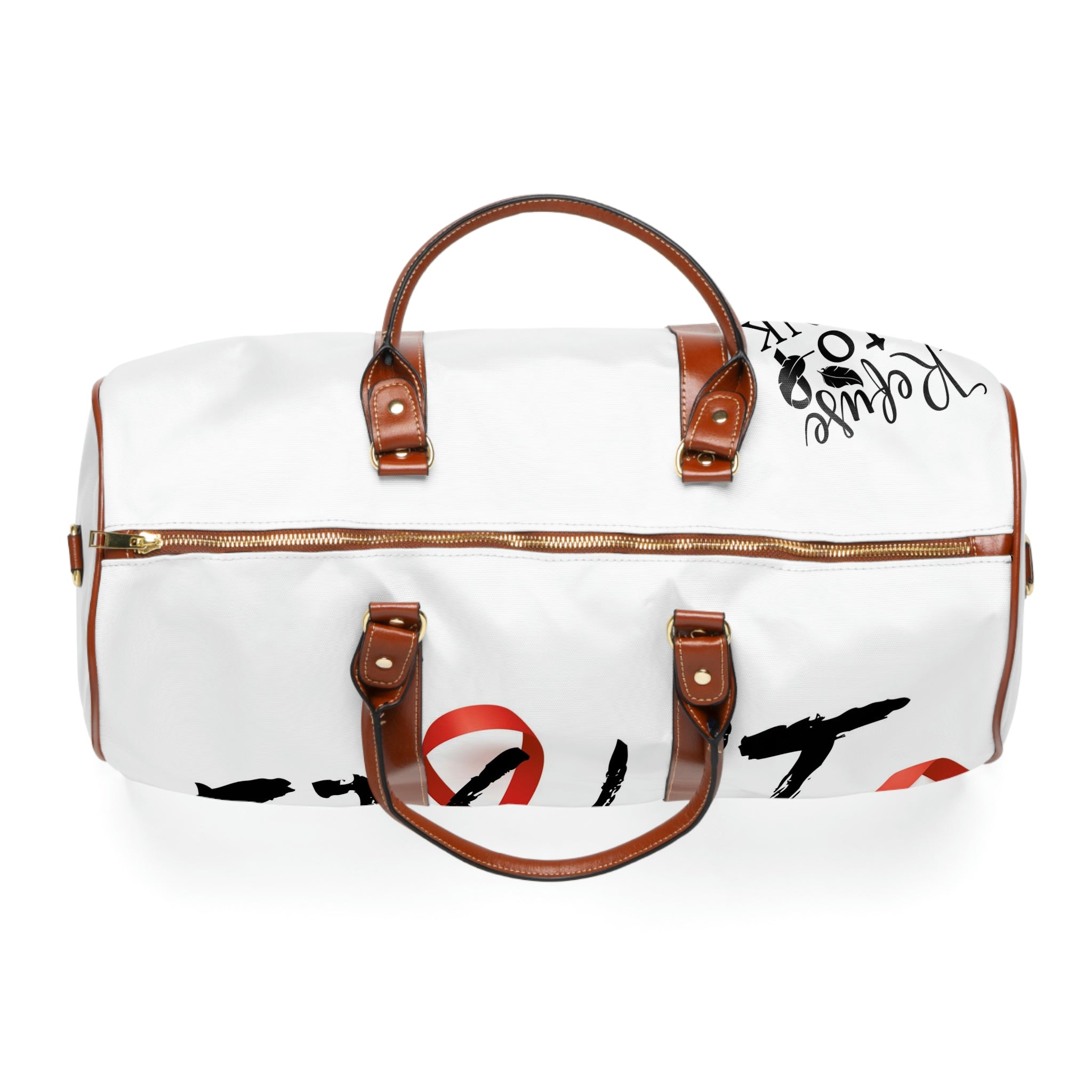 &quot;AFFIRMATION&quot;- Vegan Leather Self-Expression Waterproof Travel Bag W/ Double Side Blk Kngdom Logo