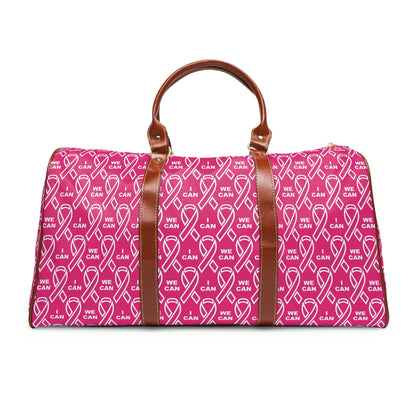 &quot;WE CAN/ I CAN&quot;- Vegan Leather Self-Expression Waterproof Travel Bag (Pink) W/ Double Side Kngdom Logo