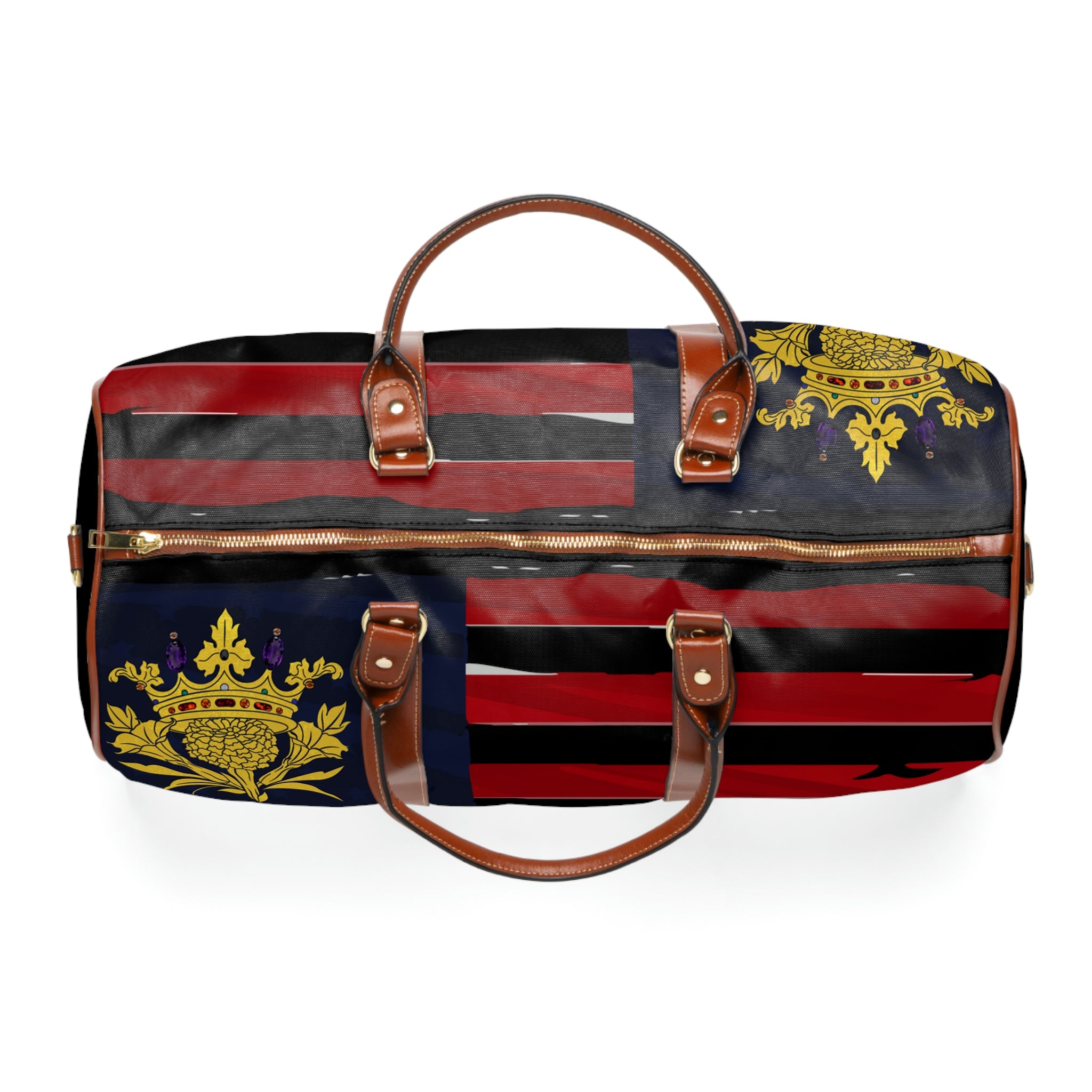 &quot;WE ARE AMERICA&quot;- Vegan Leather Self-Expression Patriotic &quot;GOD&quot; Mission Special Edition - Waterproof Travel Bag W/ Double-Double Side Kngdom Logo