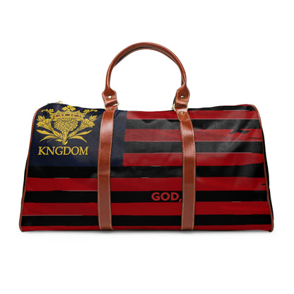 &quot;WE ARE AMERICA&quot;- Vegan Leather Self-Expression Patriotic &quot;GOD&quot; Mission Special Edition - Waterproof Travel Bag W/ Double-Double Side Kngdom Logo
