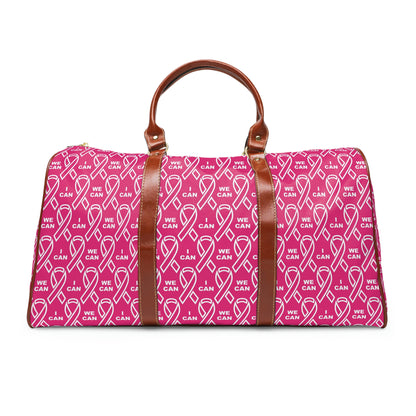 &quot;WE CAN/ I CAN&quot;- Vegan Leather Self-Expression Waterproof Travel Bag (Pink) W/ Double Side Kngdom Logo