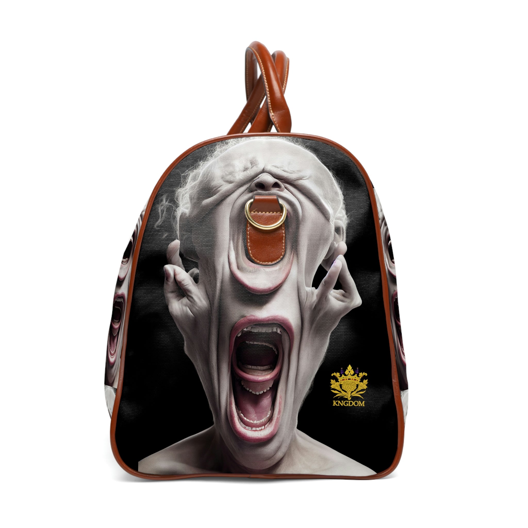 MADNESS &quot;INSANITY&quot;- Vegan Leather Self-Expression Waterproof Travel Bag W/Gold Kngdom Logo