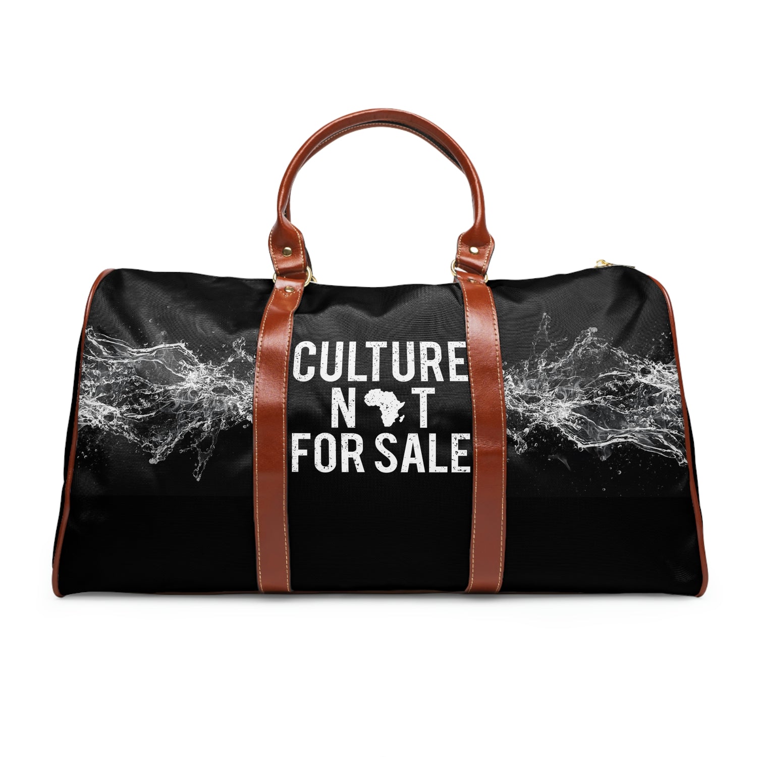 Kngdom &quot;DRIP&quot; (CULTURE NOT FOR SALE)- Vegan Leather Self-Expression Waterproof Travel Bag W/ Double Side Grey Kngdom Logo