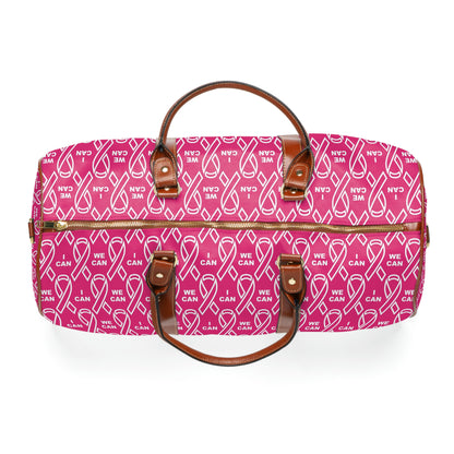 &quot;WE CAN/ I CAN&quot;- Vegan Leather Self-Expression Waterproof Travel Bag (Pink) W/ Double Side Kngdom Logo